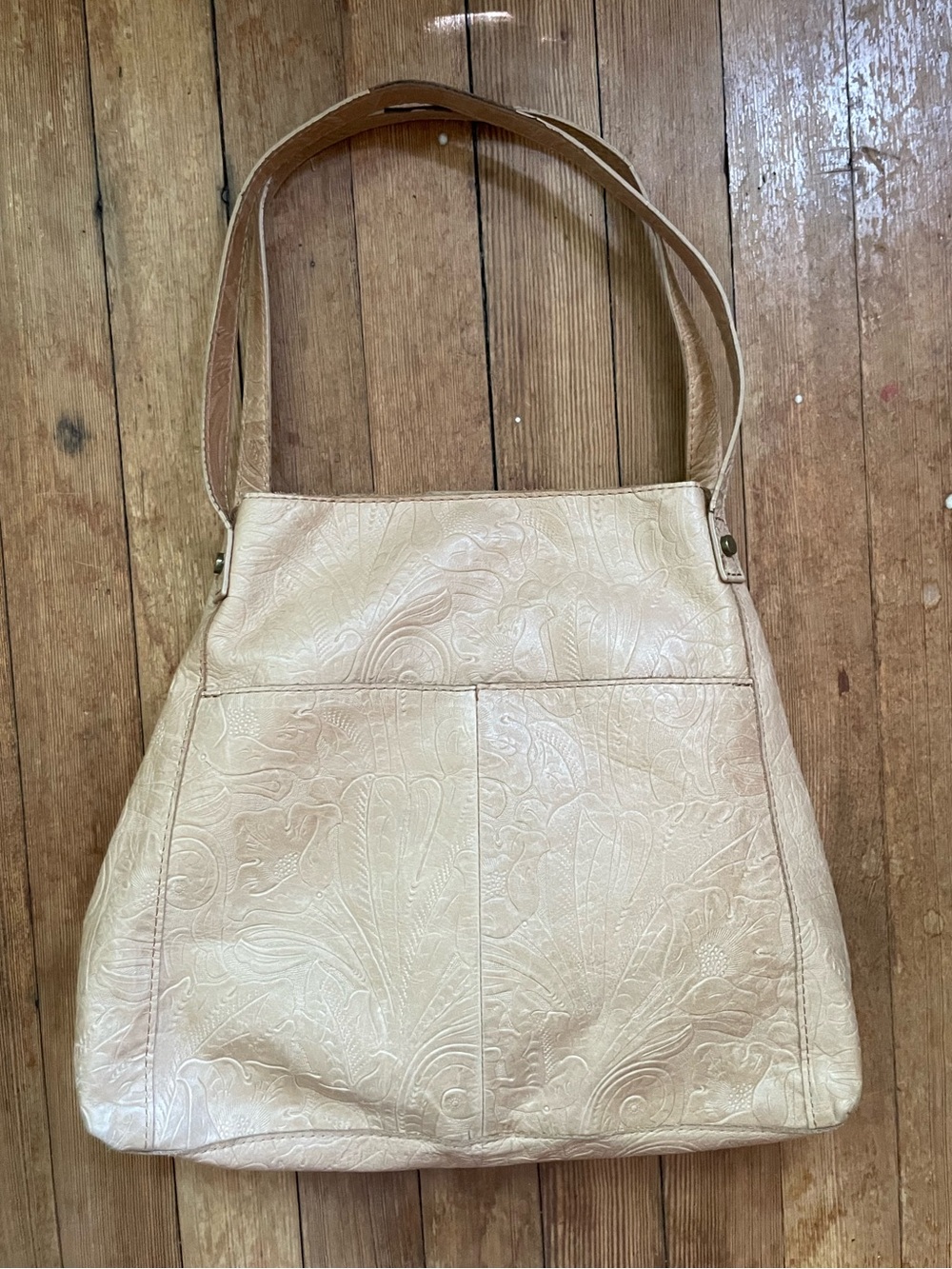 American Leather Co. Liberty Shopper in  Embossed Leather Floral Hobo Bag